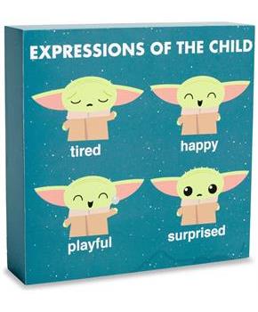 Star Wars: The Mandalorian Grogu "Expressions" Wooden Box Sign | 6 x 6 Inches