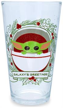 Star Wars: The Mandalorian Grogu Holiday Pint Glass | Holds 16 Ounces