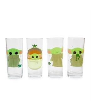Star Wars: The Mandalorian Grogu With Frog 10-Ounce Tumbler Glasses | Set of 4