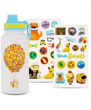 Disney Pixar Up 32-Ounce Twist Spout Water Bottle and Sticker Set