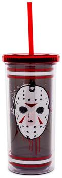 Friday The 13th Jason Mask Carnival Cup With Lid and Straw | Holds 20 Ounces