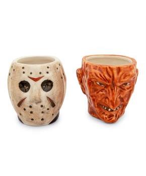Freddy vs. Jason Faces 4-Ounce Sculpted Ceramic Mini Mugs | Set of 2