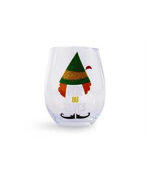 Buddy the Elf "Raised By Elves" Stemless Glitter Glass | Holds 20 Ounces