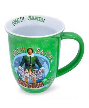 Elf "Santa! I Know Him!" Wide Rim Ceramic Mug | Holds 16 Ounces