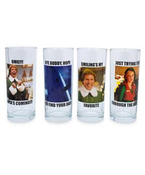 Elf Quotes 10-Ounce Tumbler Glasses | Set of 4