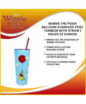 Winnie the Pooh Balloon Stainless Steel Tumbler With Straw | Holds 22 Ounces
