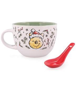 Disney Winnie the Pooh Holly Ceramic Soup Mug With Spoon | Holds 24 Ounces