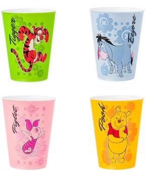Disney Winnie the Pooh 2 Ounce Plastic Mini Cup Set of 4