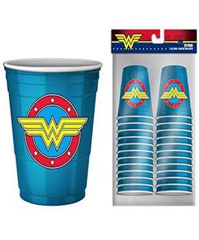 DC Comics Wonder Woman Logo 2oz Disposable Plastic Mini Cups | 20 Pack