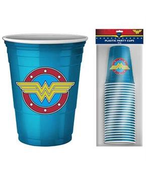 DC Comics Wonder Woman Logo 18oz Disposable Plastic Party Cups | 20 Pack