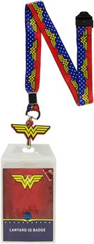 DC Wonder Woman Wrap-Around Logo Lanyard with Badge Holder and Charm