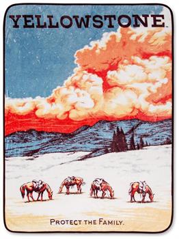 Yellowstone "Protect The Family" Raschel Throw Blanket | 45 x 60 Inches