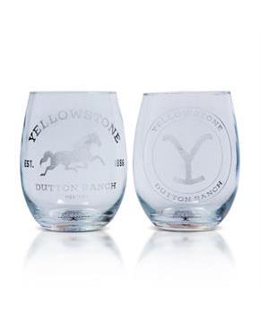 Yellowstone Dutton Ranch 20-Ounce Stemless Wine Glasses | Set of 2