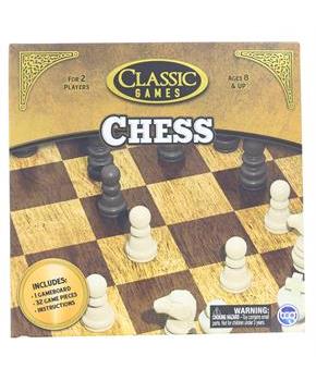 Classic Games Wood Chess Set | Board & 32 Game Pieces