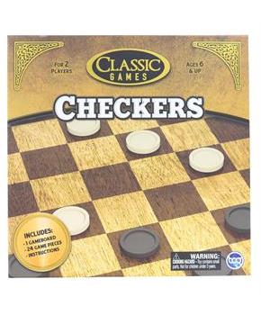 Classic Games Wood Checkers Set | Board & 25 Game Pieces