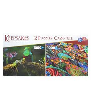 Set of 2 Keepsakes 1000 Piece Jigsaw Puzzles | Colorful Birds