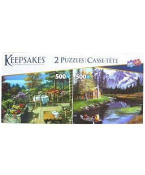 Set of 2 Keepsakes 500 Piece Jigsaw Puzzles | Mountain Cabins