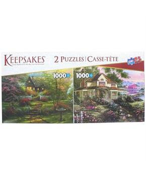 Set of 2 Keepsakes 1000 Piece Jigsaw Puzzles | Colorful Cottages