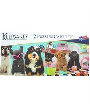 Set of 2 Keepsakes 500 Piece Jigsaw Puzzles | Dogs Having Fun