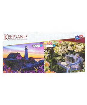 Set of 2 Keepsakes 1000 Piece Jigsaw Puzzles | Garden/ Lighthouse