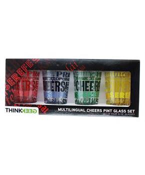 Multilingual Cheers Pint Glass: Set of 4