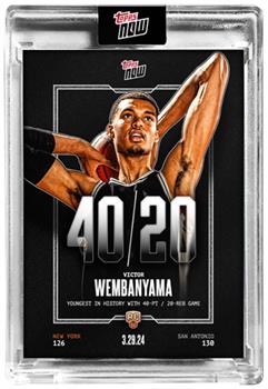 NBA 2023-24 Topps NOW Victor Wembanyama 40/20 Trading Card VW-5