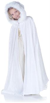 Panne Velvet Costume Cape Child: White & Faux Fur Trim