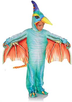 Green Pteradactyl Printed Toddler Costume Jumpsuit