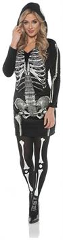 Women's Skeletal Hoodie Dress Costume