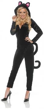 Women's Black Cat Jumpsuit Costume
