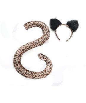 Leopard Cat Tail & Ears Adult Costume Set