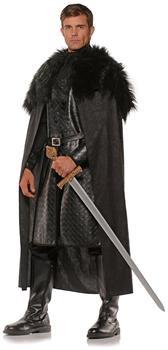 Renaissance Man Faux Leather Costume Cape with Faux Fur Shawl