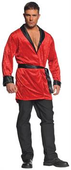 Red Velvet Men's Costume Smoking Jacket Robe