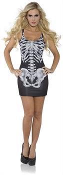 Sexy Bones Skeleton Mini Costume Dress