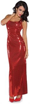 Red Shimmer Long Sequin Dress Adult Costume
