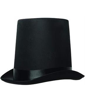 Black Stove Pipe Top Hat Adult Costume Accessory