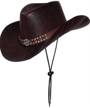 Dark Brown Silver Stud Cowboy Hat Adult Costume Accessory