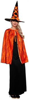 Witch Cape and Hat Adult Costume Set | Orange