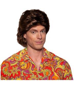 70's Disco Adult Costume Wig | Brown
