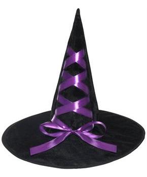 Witch Hat with Ribbon Adult Costume Accessory | Purple