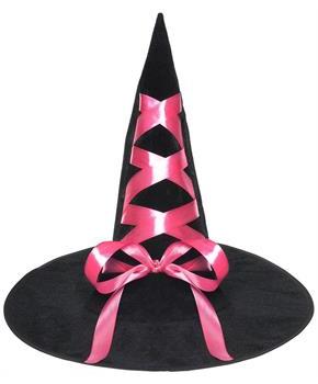 Witch Hat with Ribbon Adult Costume Accessory | Pink