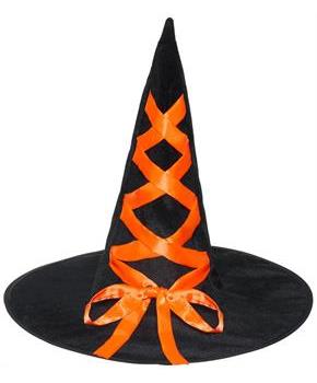 Witch Hat with Ribbon Adult Costume Accessory | Orange