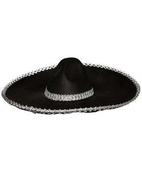 Sombrero with Silver Metallic Trim Adult Costume Hat