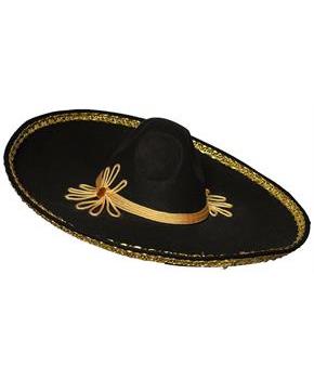 Sombrero With Gold Metallic Trim Adult Costume Accessory