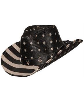 Black & Gray American Flag Cowboy Hat Adult Costume Accessory
