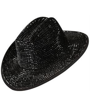 Black Rhinestone Cowboy Hat Adult Costume Accessory