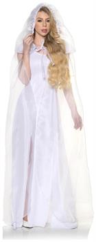 White Tulle Cape with Extended Hood Adult Costume