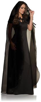 Black Tulle Cape with Extended Hood Adult Costume