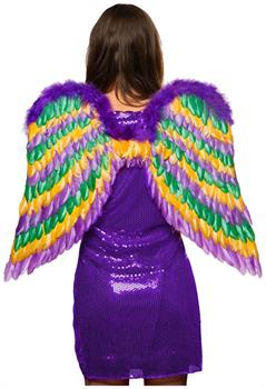 Mardi Gras Double Sided Feather Wings Adult Costume Accessory