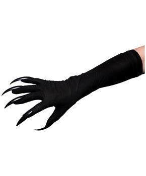 Black Claw Gloves with Attached Fingernails Adult Costume Accessory